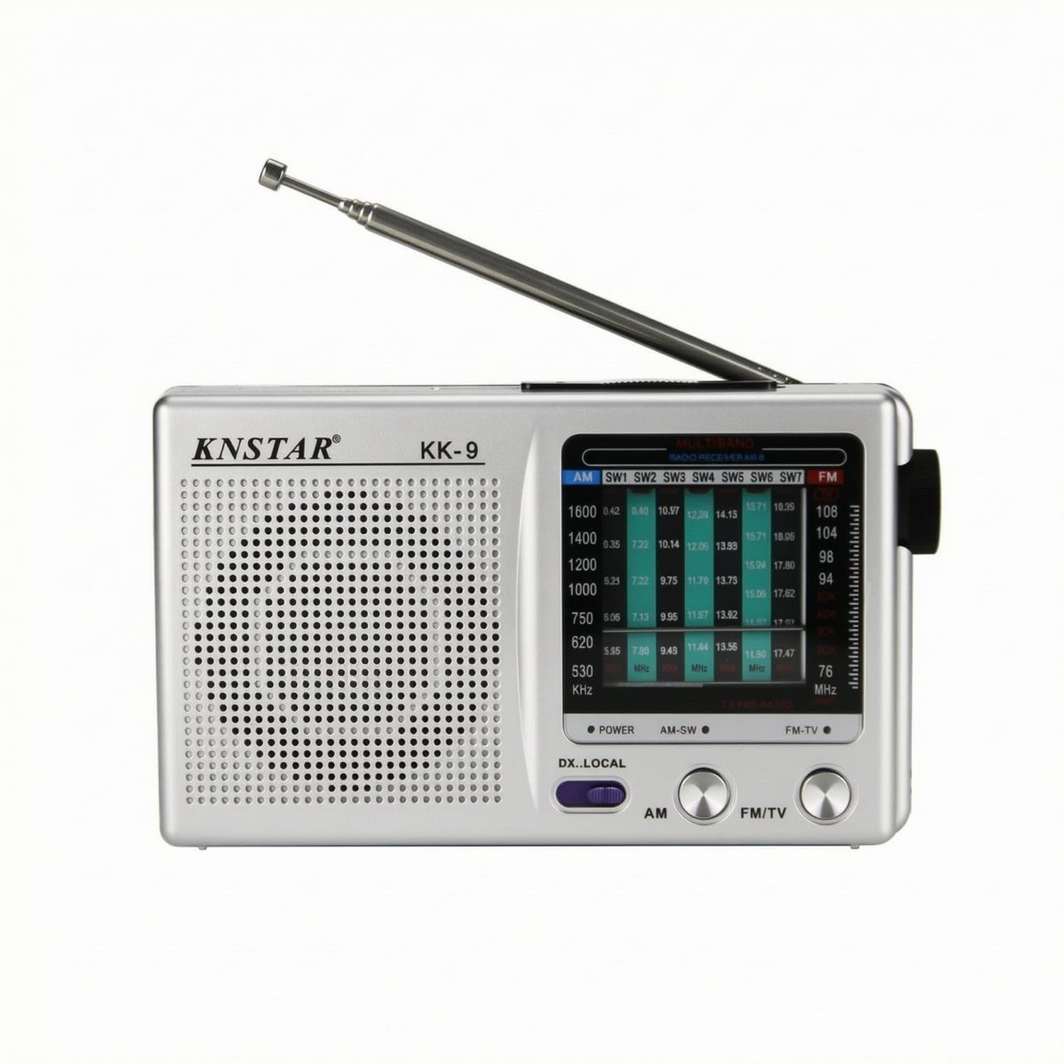 Multi-Band Portable AM AM & Frequency Modulation Radio Compact Shortwave Radio Telescopic Antenna Broadcast Set, Silver-image-48