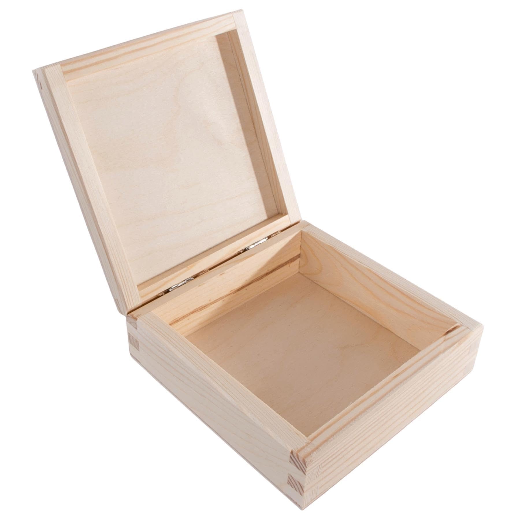 蓋付きボックス、デコパージュ Amazon.co.jp: 蝶番付きの蓋付きの小さな四角い木製ボックス | 14 x 14