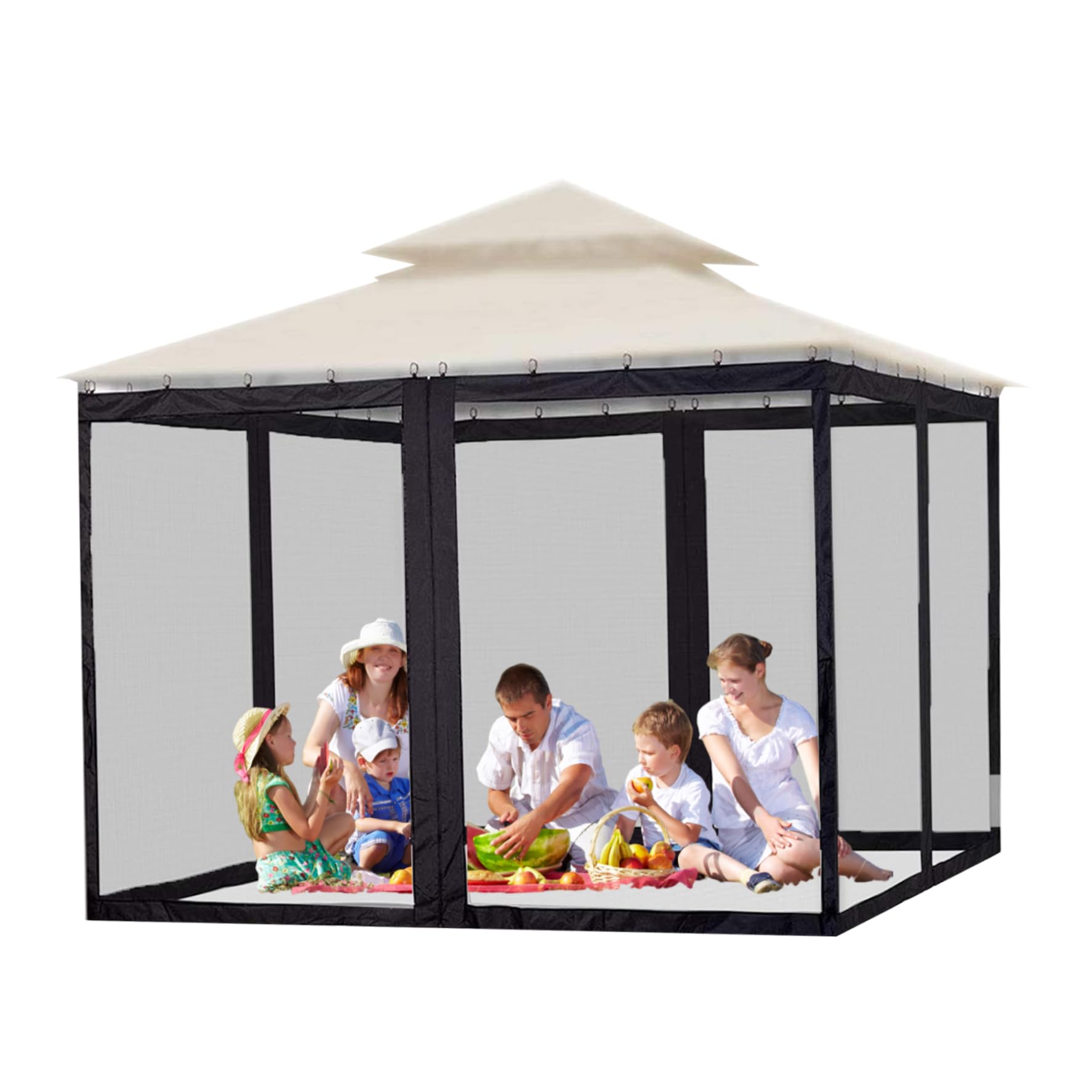Pannelli per gazebo pieghevoli retrattili 9x11x8Ft con cerniera Rete antizanzare per esterni per portico Campeggio Patio Giardino Gazebo Zanzariera