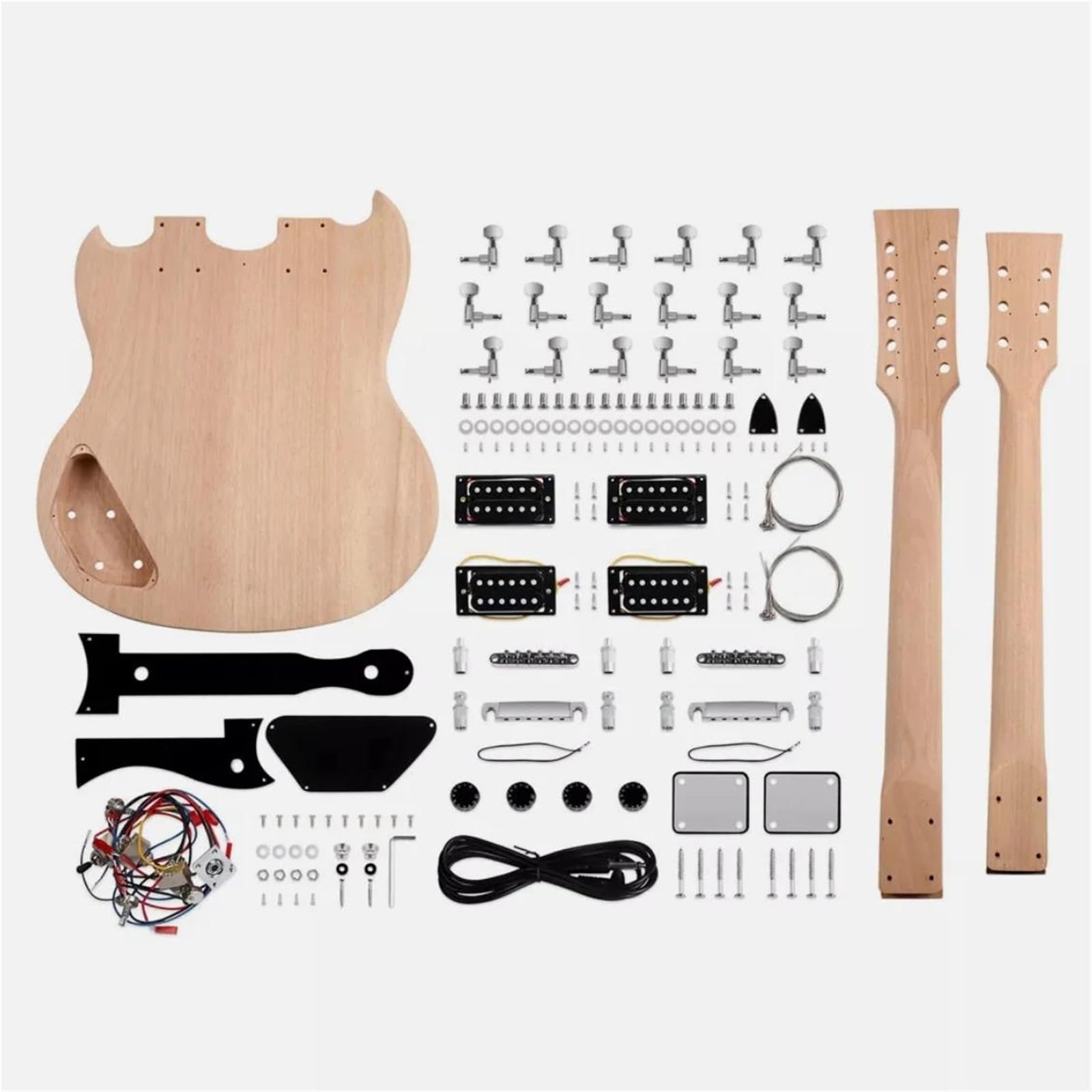 Kit Chitarra Elettrica Fai Da Te A Doppio Manico Corpo In Mogano 12 Corde Tastiera In Palissandro