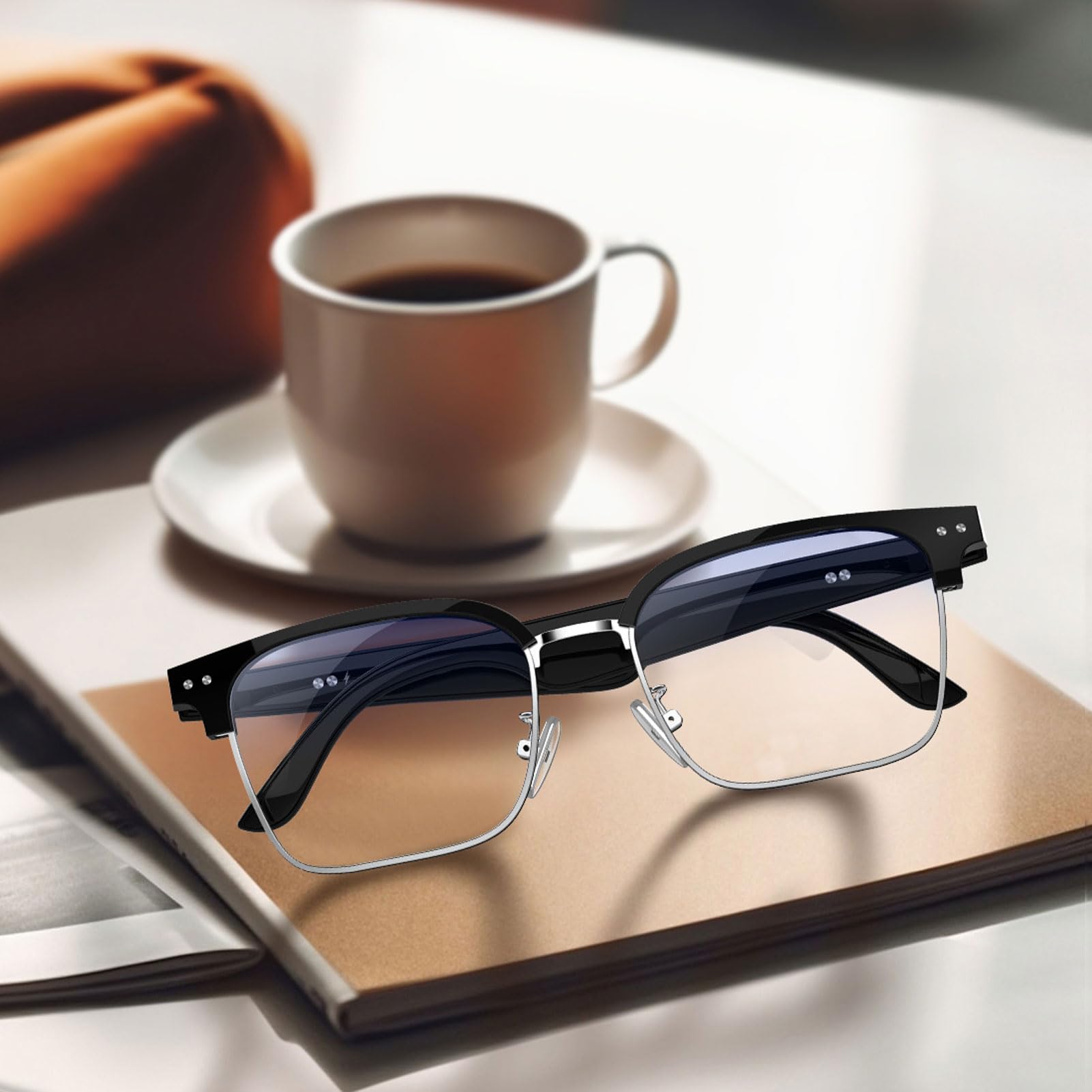 AI Smart Glasses Lunettes de traduction Bluetooth élégantes pour un usage quotidien en voyage, design léger