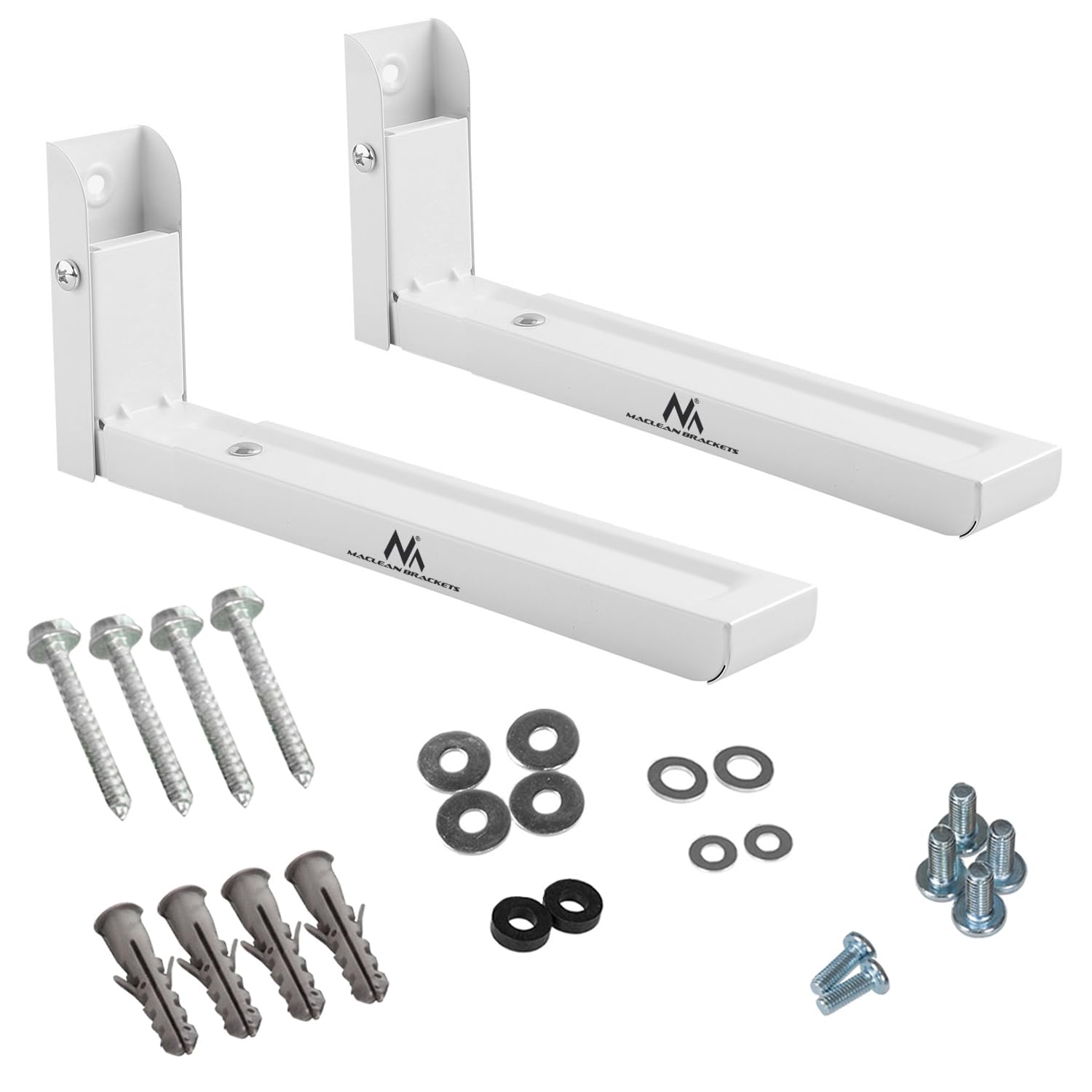 Maclean MC-915 - Soporte universal para microondas con brazo telescópico para microondas, horno de hasta 30 kg, color blanco