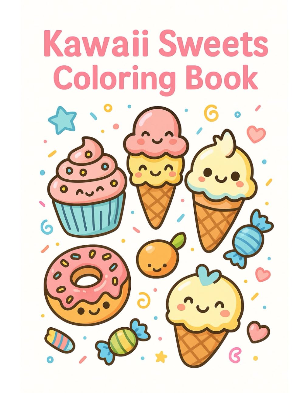 Kawaii Sweets Coloring Book – Cute Desserts & Treats for Kids: 40 Adorable Kawaii Cakes, Donuts, Ice Creams, Candy Characters and More (Kawaii Coloring Series)