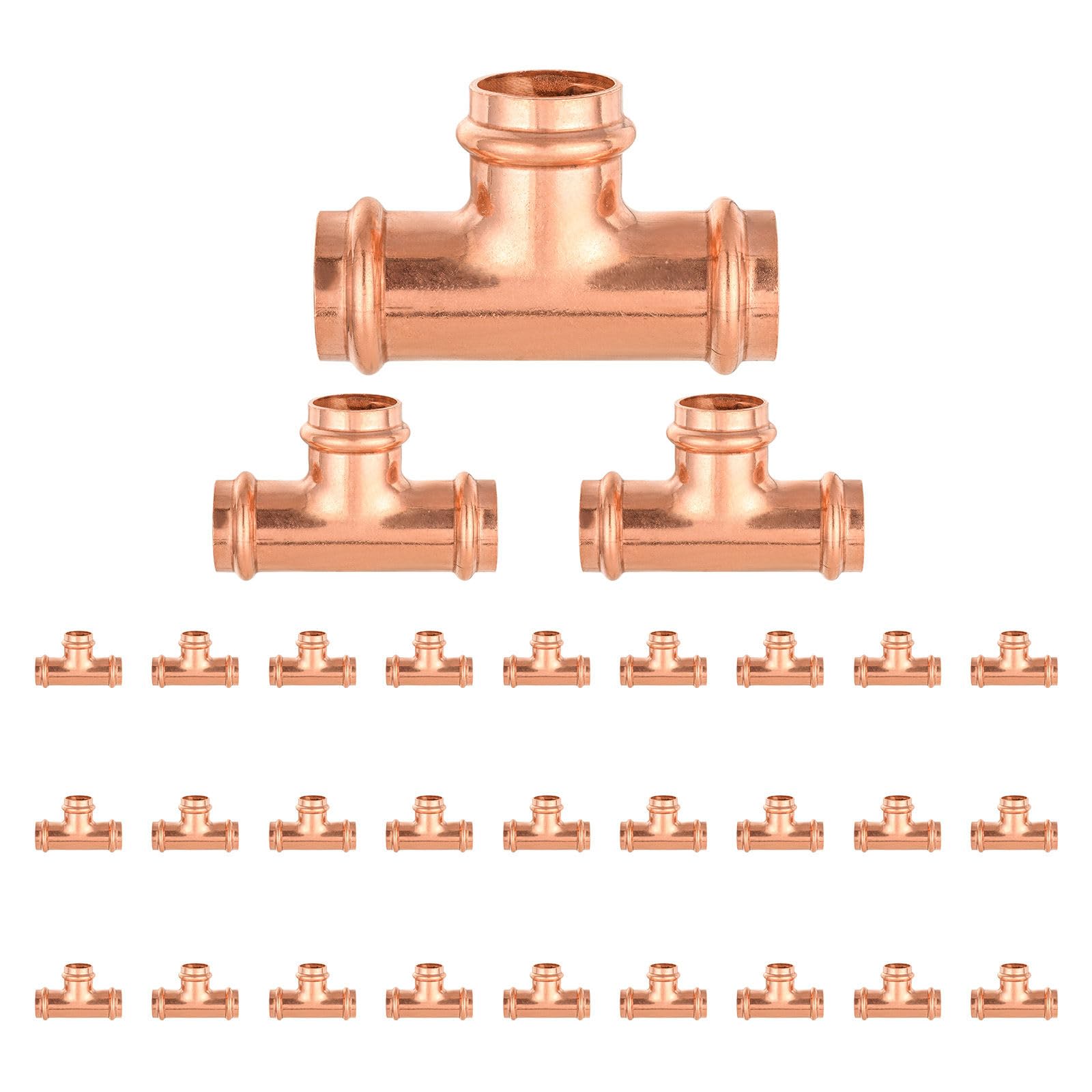 Paquete de 30 Conectores en T de Cobre, de 1-1/2 Pulgadas P x P x, Conector de derivación en T de Tres vías para líneas de distribución de Agua.