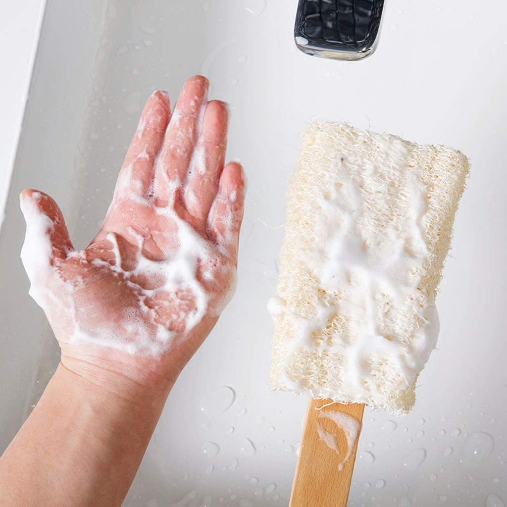 Spazzola da Bagno Luffa Spazzola da Bagno in Faio con Manico Lungo Spazzola da Bagno, Spazzola Posteriore Curva, Spazzola da Bagno Scrub per la Schiena, Spazzola da Bagno Convenienza