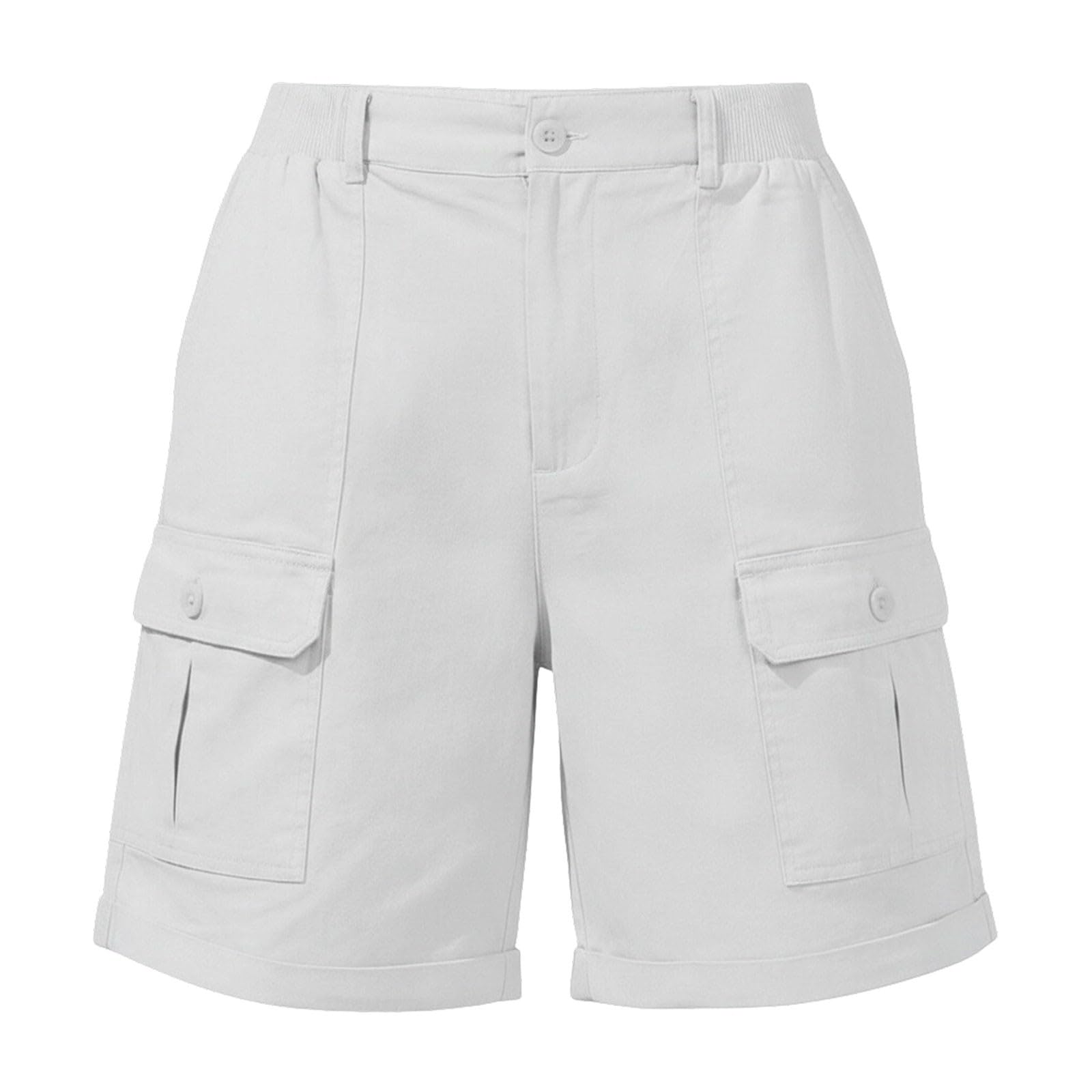 Short Femme Ete Lin Coton Short Cargo Baggy Travail avec Poches Léger Décontracté Shorts Et Bermudas Taille élastique Noir Bermuda Femme Randonnée Fluide 2026