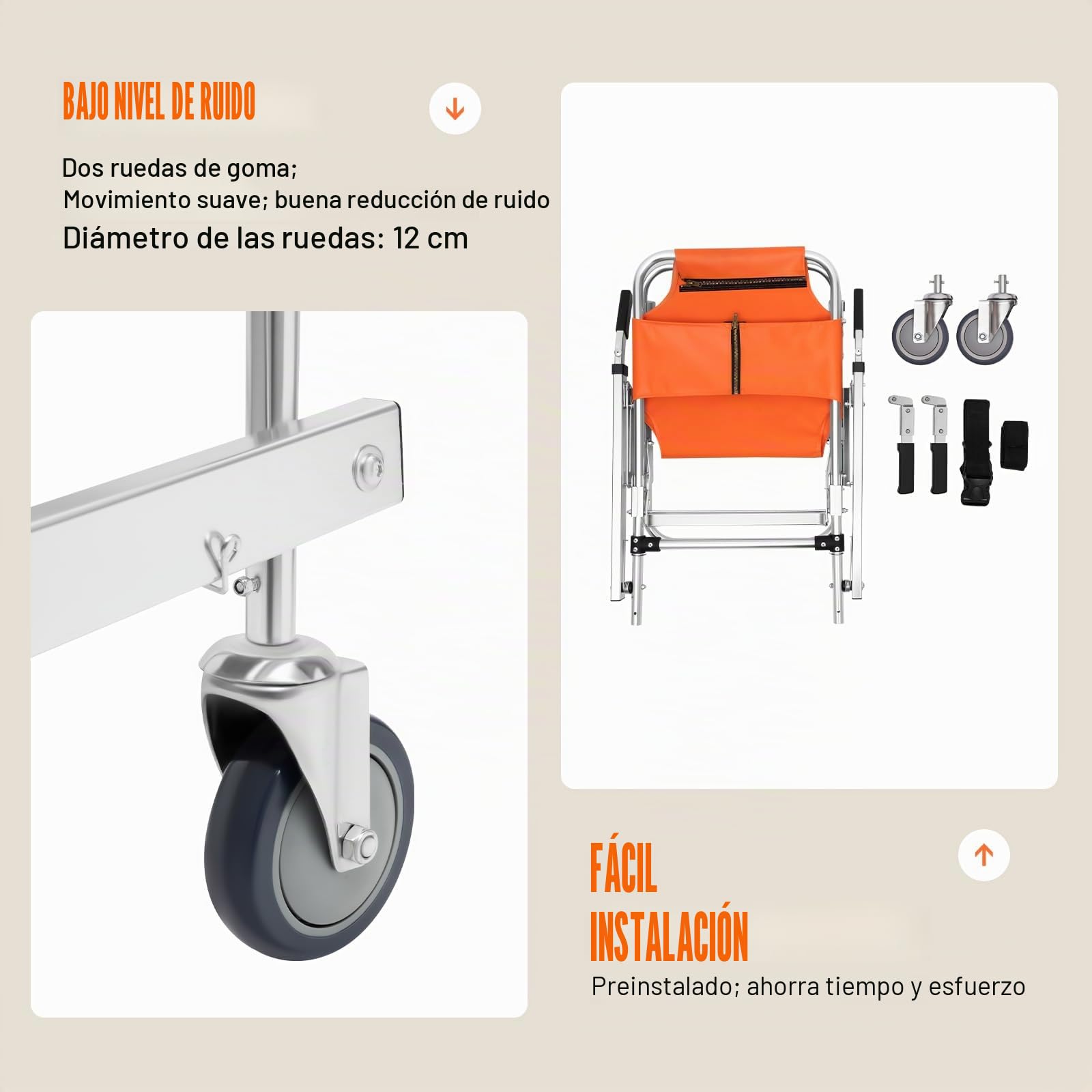 EMS - Silla de escalera plegable para escaleras, con cinturones de seguridad, multifuncional, de emergencia