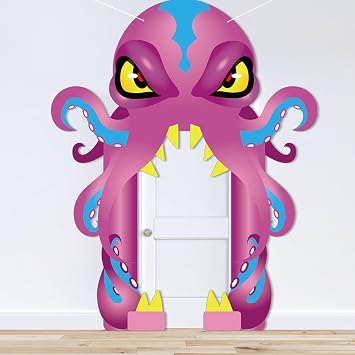Funny Octopus Door Banner Large Christmas Door Decorations for Kids Indoor and Outdoor hotography Background for Birthday Party Decorations Baby Shower Party Supplies