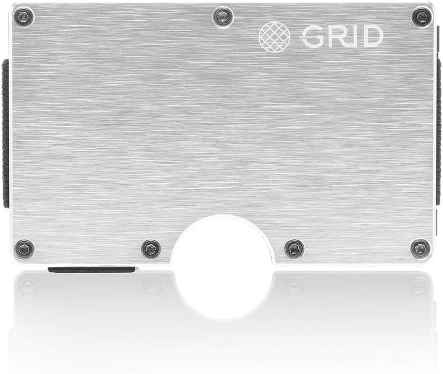Grid Wallet - Silver Aluminum Wallet - Credit Card Holder with RFID Protection - Holds 12 Cards