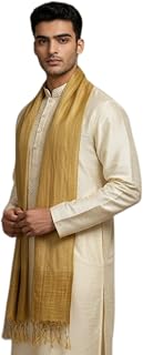 KRYPMAX Men's Silk Bandhani Ethnic Dupatta/Stole for Kurta(Biege Gold, 2.25 Mtr Length) Price In India