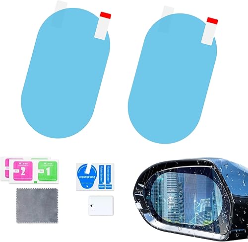 Yumfugu 2 piezas de película para espejo retrovisor de automóvil para una conducción segura, 3.9 pulgadas x 5.9 pulgadas, alta definición,