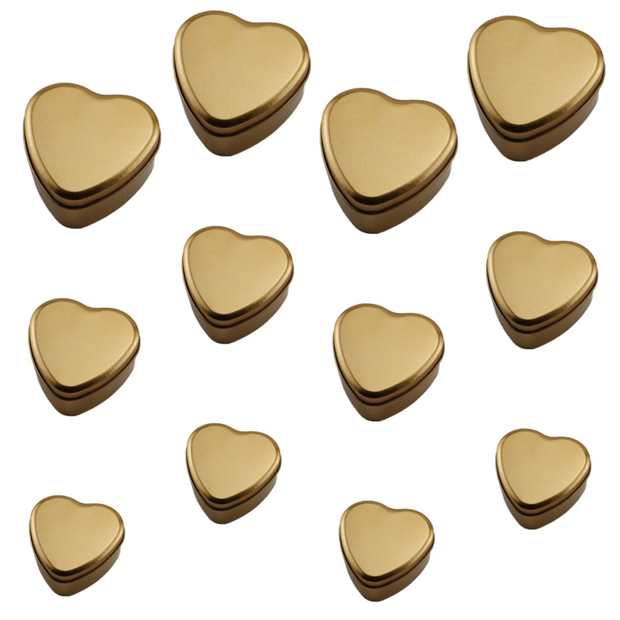 FOMIYES Scatole di per Caramelle e Biscotti a Forma di Cuore, Set da 12 Pezzi (piccolo, Medio,), Porta Dolcetti Riutilizzabile in Metallo Dorato, Confezione Regalo per Feste,