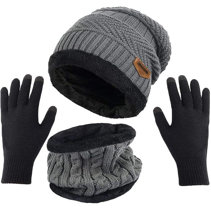 Image of Men's Woolen Cap with Neck Muffler /Neck Warmer Set
