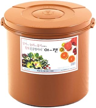 e-jen Premium Kimchi, Sauerkraut Container Probiotic Fermentation with Inner Vacuum Lid Round 5.8 gal/ 22L