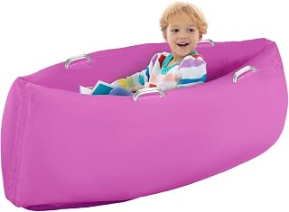 Sensory Peapod Chair for Kids, 60" Inflatable Peapod for Children, Sensory Toys for Kids with Autism, Inflatable Peapod Canoe with Electric Air Pump, Rose
