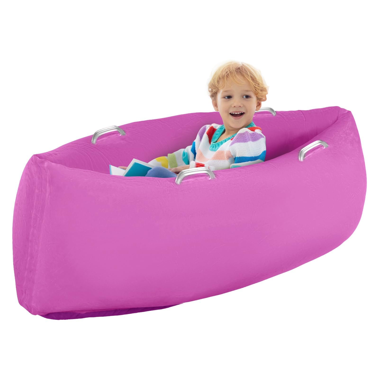 Toggloo Sensory Peapod Chair for Kids, 60" Inflatable Peapod for Children, Sensory Toys for Kids with Autism, Inflatable Peapod Canoe with Electric Air Pump, Rose