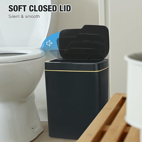 Miniatura 5 de Domensi Cubo de basura automático de 4.75 galones con tapa, cubo de basura inteligente con sensor de movimiento, cubo de basura delgado de plástico