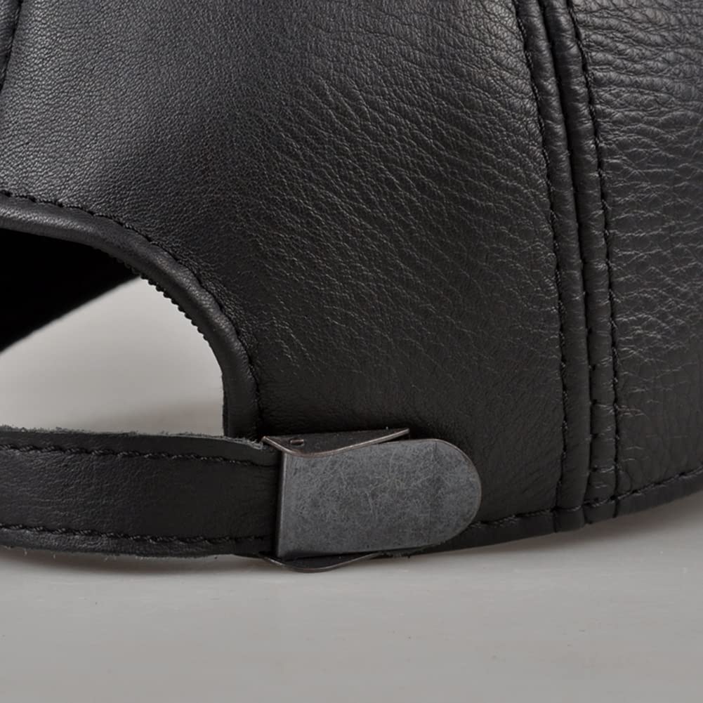 DongBao Gorra de Béisbol para Hombre Ajustable Sombrero de Cuero Otoño Invierno Sombrero Al Aire Libre