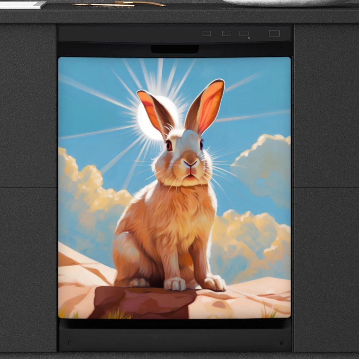 Animal Rabbit Bunny Dishwasher Magnet Cover Reusable Decorative Magnetic Door Cover Dishwasher Covers for The Front Magnetic Kitchen Refrigerator Appliance Decor 23 x 26 Inches