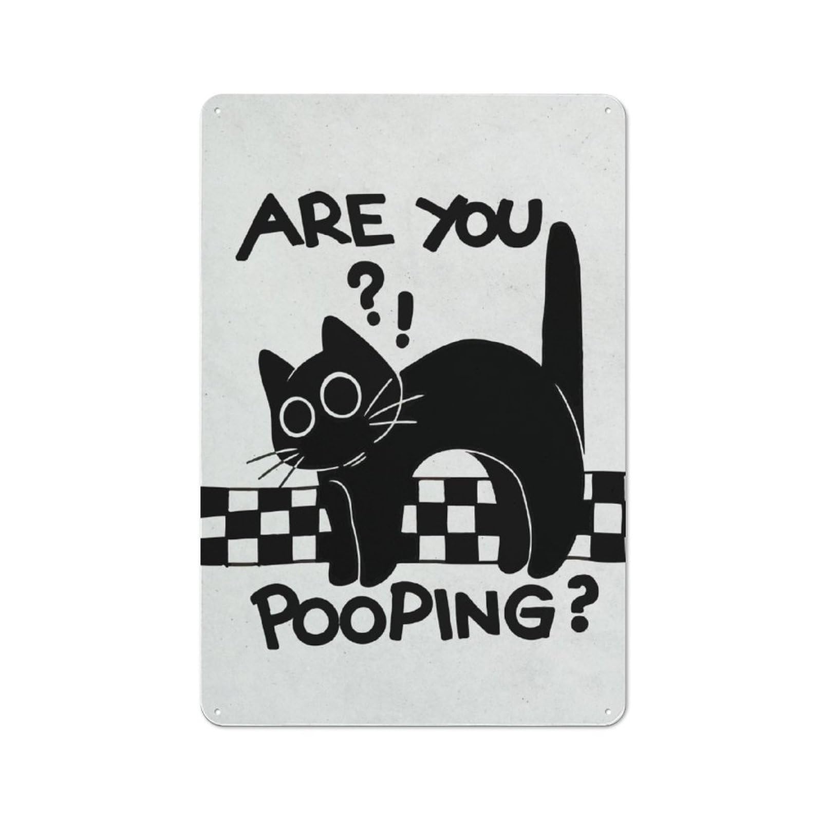 Junmoney Style-19 Are You Pooping Black Cat Art Tin Wall Plaque 30X20cm, Barn Style Rustic Kitchen Decor For Farmhouse Kitchen, Pantry Or Dining Area