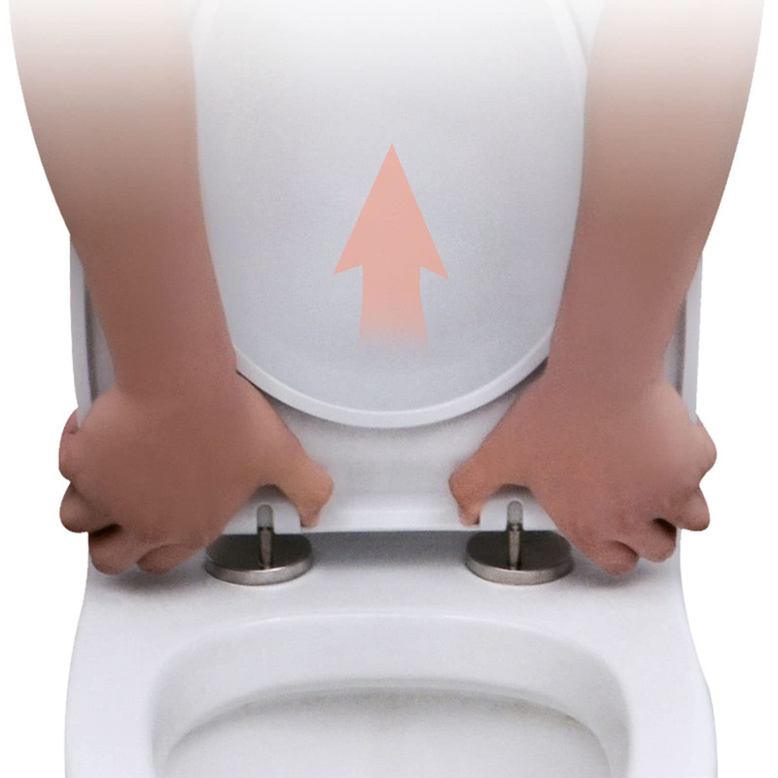Asiento de inodoro universal de cierre lento suave y silencioso con tapa, bisagras de liberación rápida de plástico duradero, herrajes de fijación rápida, sin golpes (E)