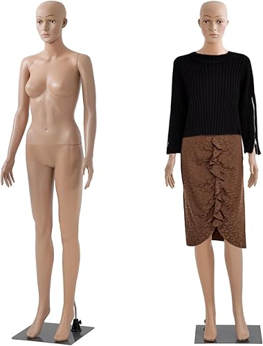NChanmar Maniquí de forma de vestido femenino de 69 pulgadas, ajustable, desmontable, realista, de cuerpo completo, con base de metal, cabeza de