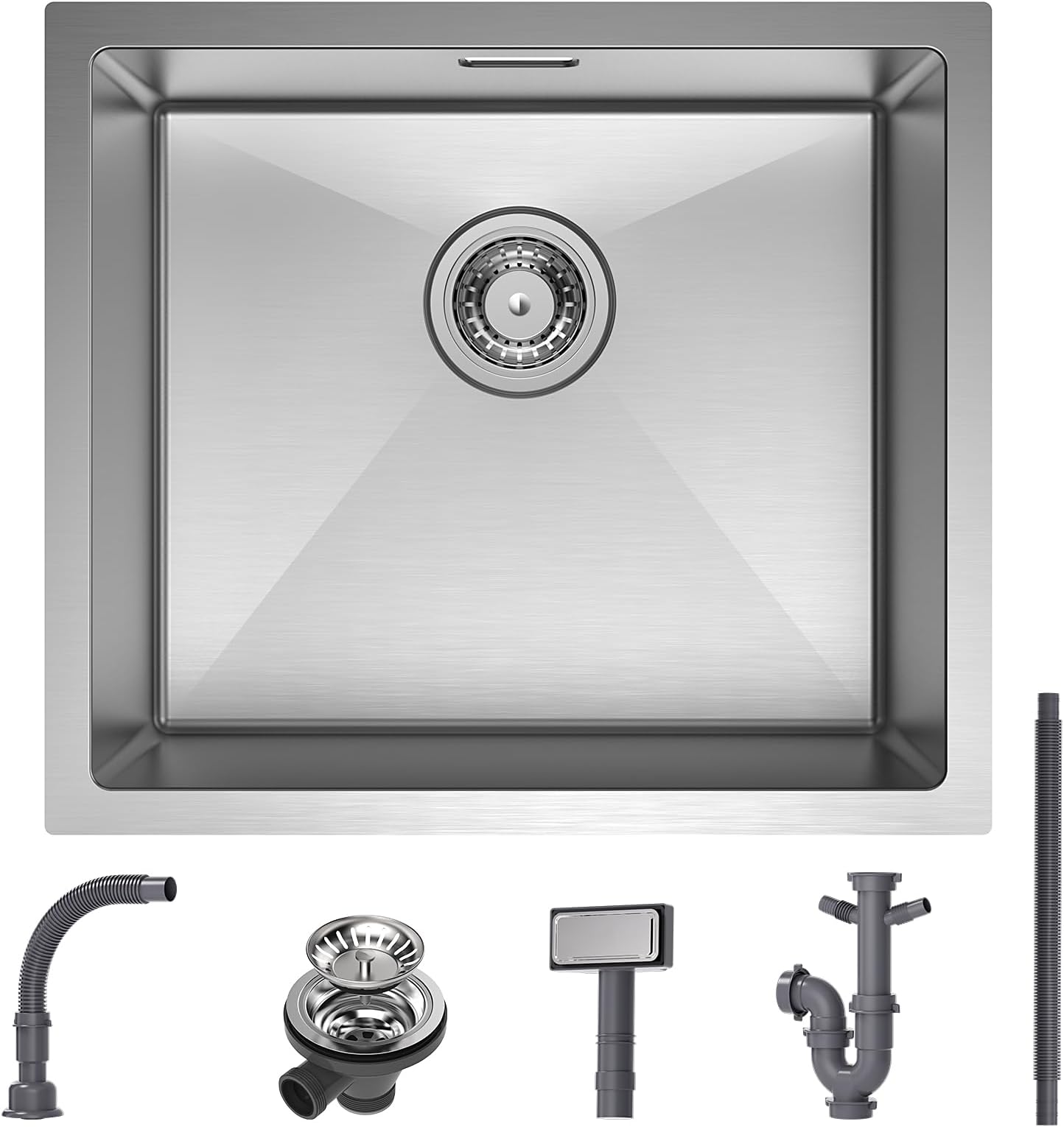 HUOMMGS Edelstahl Spülbecken 50x45cm - Unterbau Spüle Mit Abtropfkorb