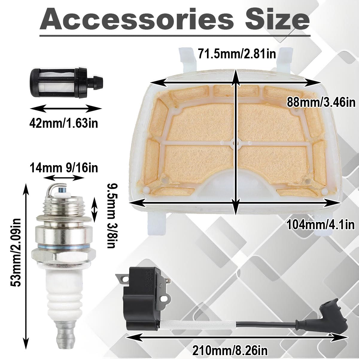 MS171 C1Q-S269 Carburatore per Stihl MS181 MS201 MS211 MS181 2 Mix MS181C MS181C-BE MS181CBE 2 Mix MS181C-BE Z Ricambi per motosega Sostituisce C1Q-S268 con filtro aria Bobina di accensione