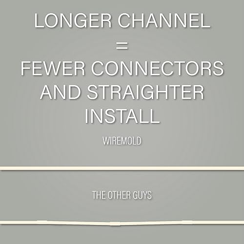 Miniatura 8 de Legrand Wiremold C100 Cordmate - Kit de cubierta de cable de 9 pies, organizador para pared, capacidad para 1 cable o cable, marfil (1 unidad)