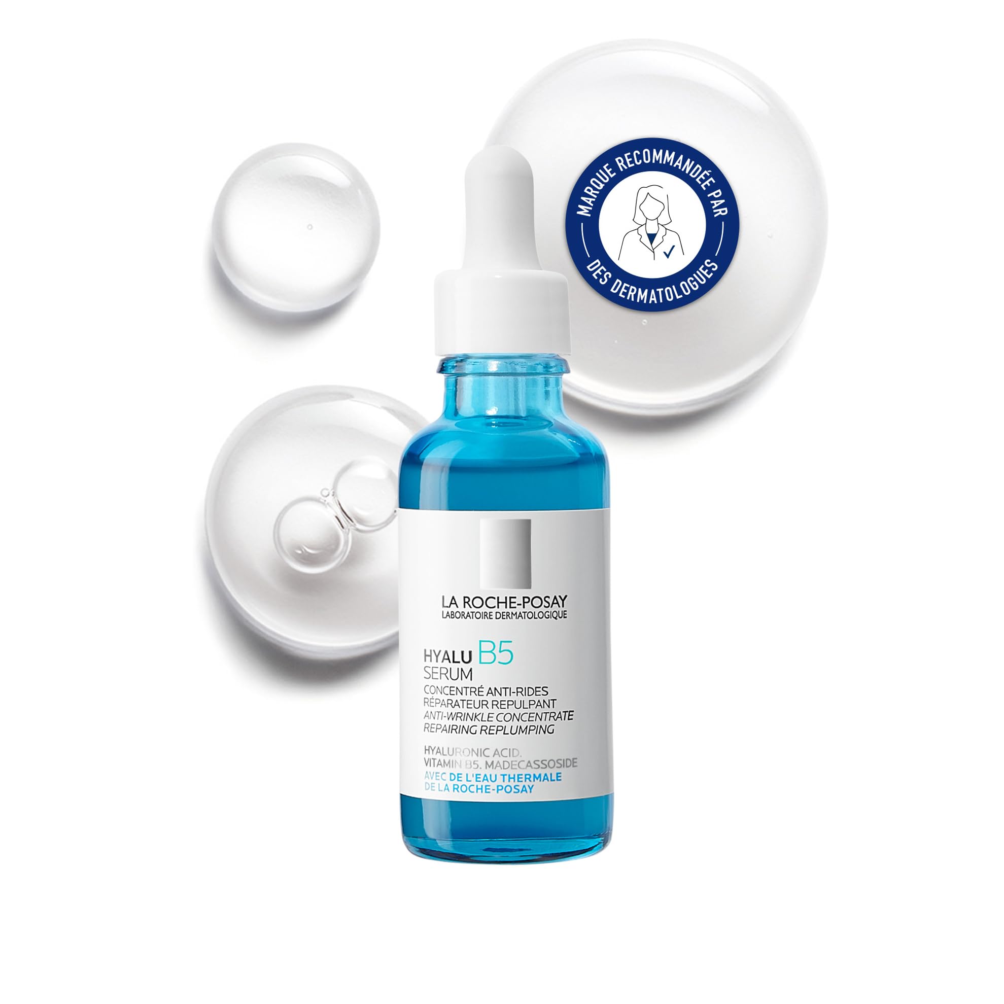 La Roche-Posay, Hyalu B5, Sérum Concentré Anti-Rides, Répare & Repulpe, Enrichi en Acide Hyaluronique, Vitamine B5 & Madecassoside, Tous Types de Peaux, 30 ml