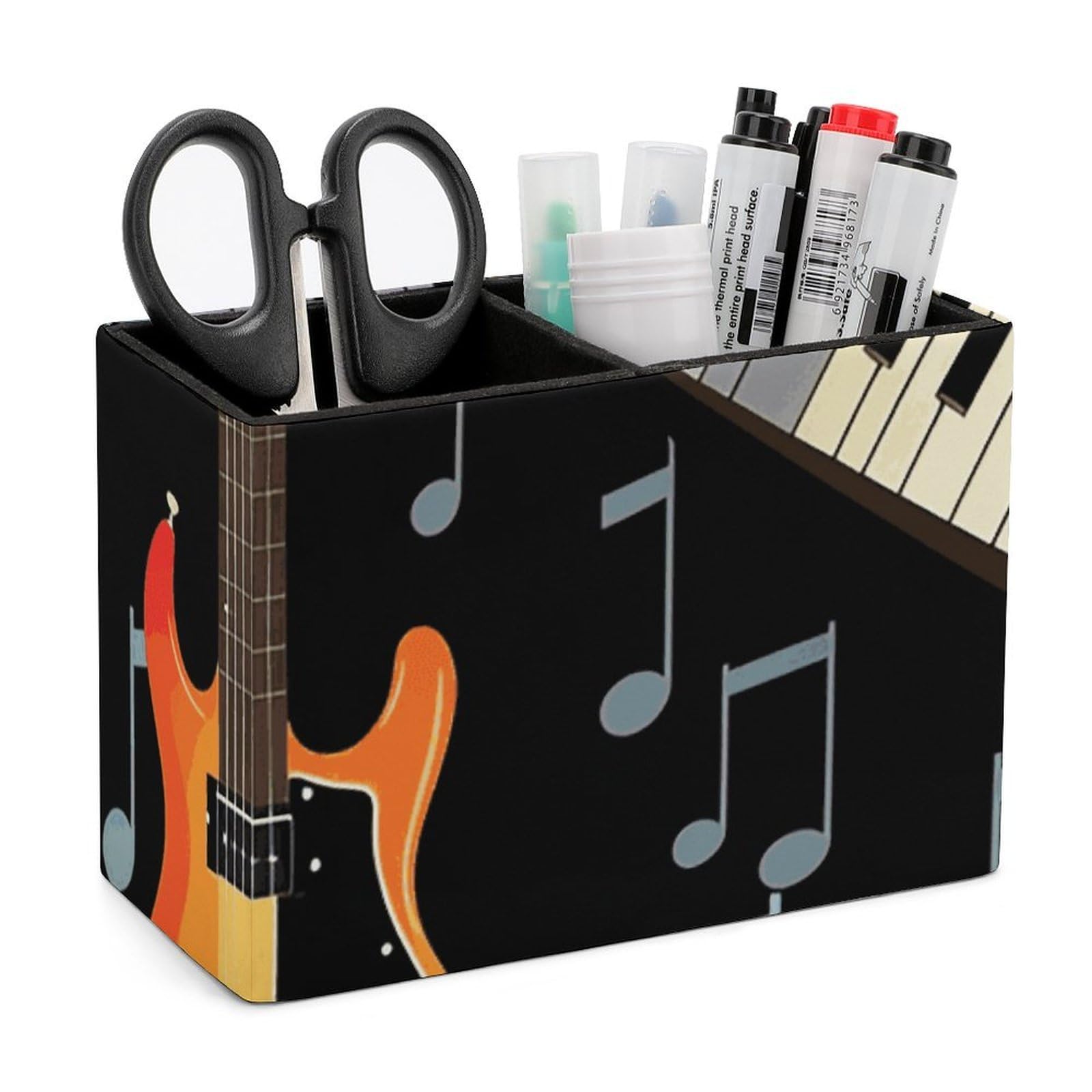 JTREHY Guitar Piano Pattern Pencil Holder Exquisite Fashion Leather Pen Receptacle Soft High-End Pen Container for Office Home Accessories Or Housewarming Present