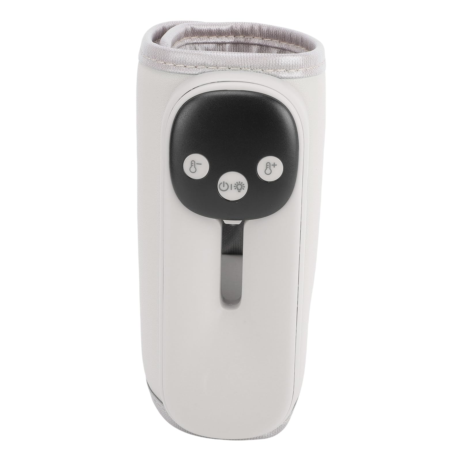 Scaldabiberon per Senza Fili Portatile con 11 Impostazioni di Temperatura Riscaldamento a 360° Display Digitale per Bottiglie da 2,56-3,15 Pollici Luce Notturna Cinghia Regolabile (Beige)
