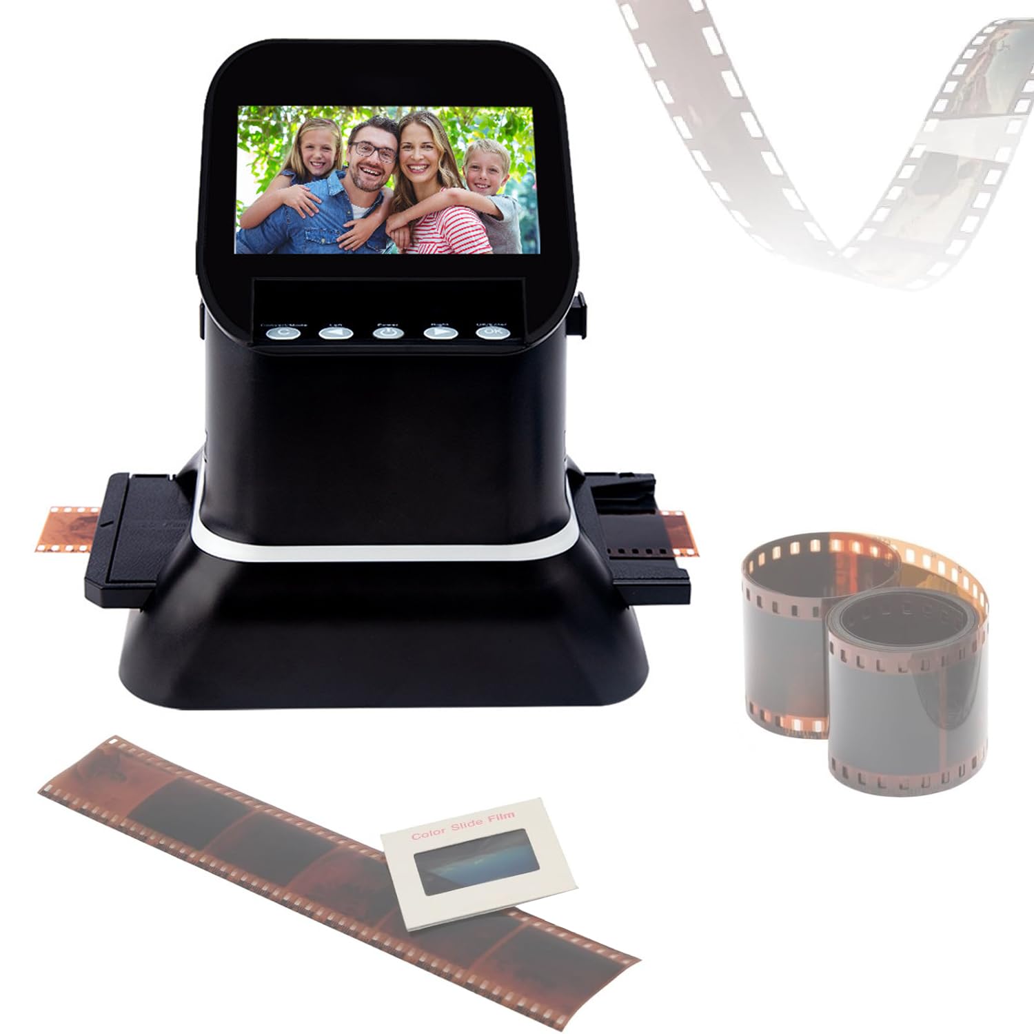 Ymnogjie Portable 1080P LCD Digital Film Scanner Machine, Wide Compatibility Converts 35mm Negatives, 135 126 127 Old Films & Slides into Clear Digital Images for Collection