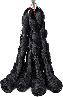 6 Packs Spiral Curls Pre Stretched Braiding Hair Ocean Wave Braiding Hair French Curls Synthetic Braiding Hair Wavy Crochet Hair 100g/pack (24inch) (1b)