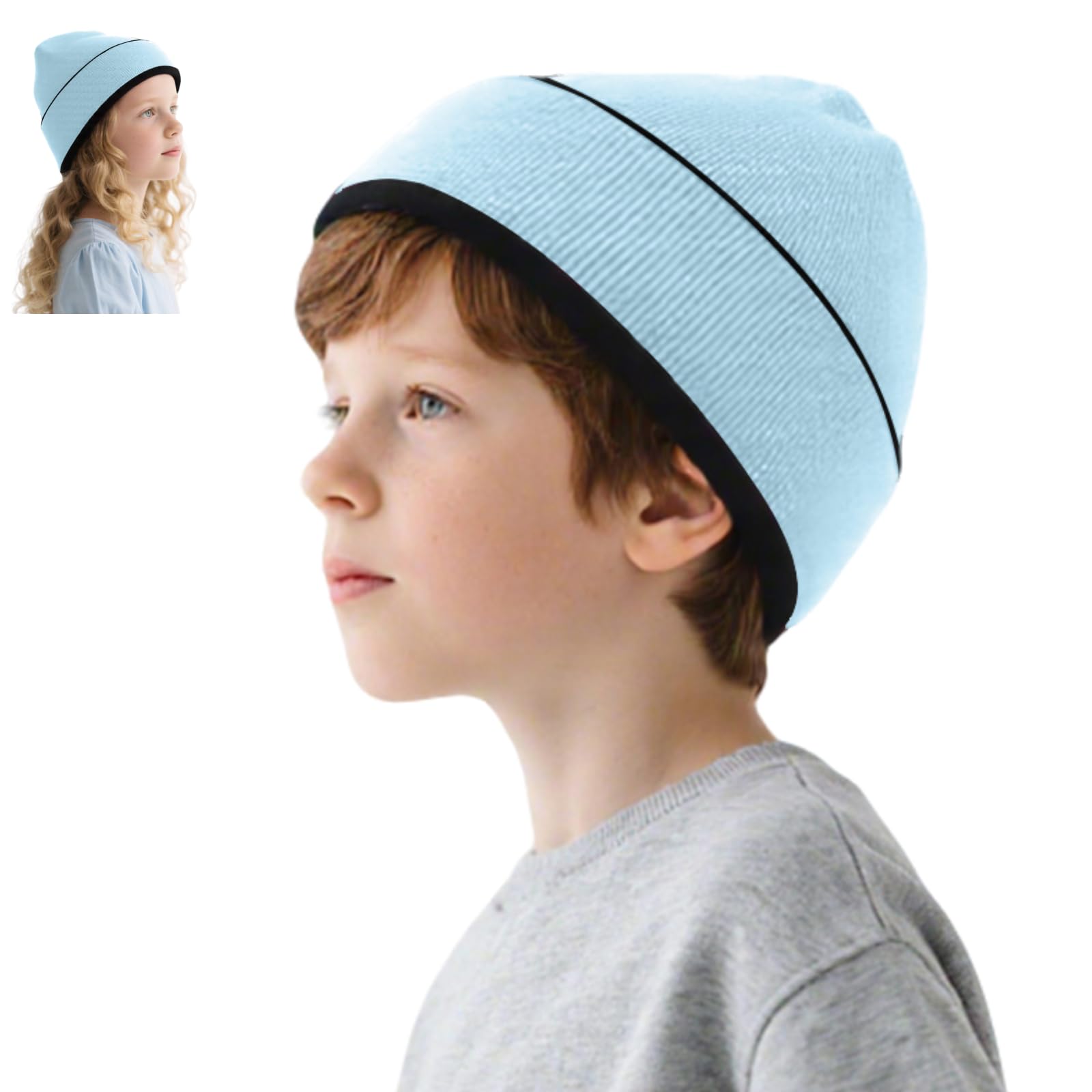 Rosoz Kids Beanie Boys Girls, Reversible Beanie with Double Sides