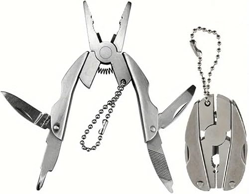 Miniatura 4 de Juego de alicates multifuncionales de acero inoxidable y mini herramientas de llave, juego compacto de alicates y llaves multiusos 5 en 1