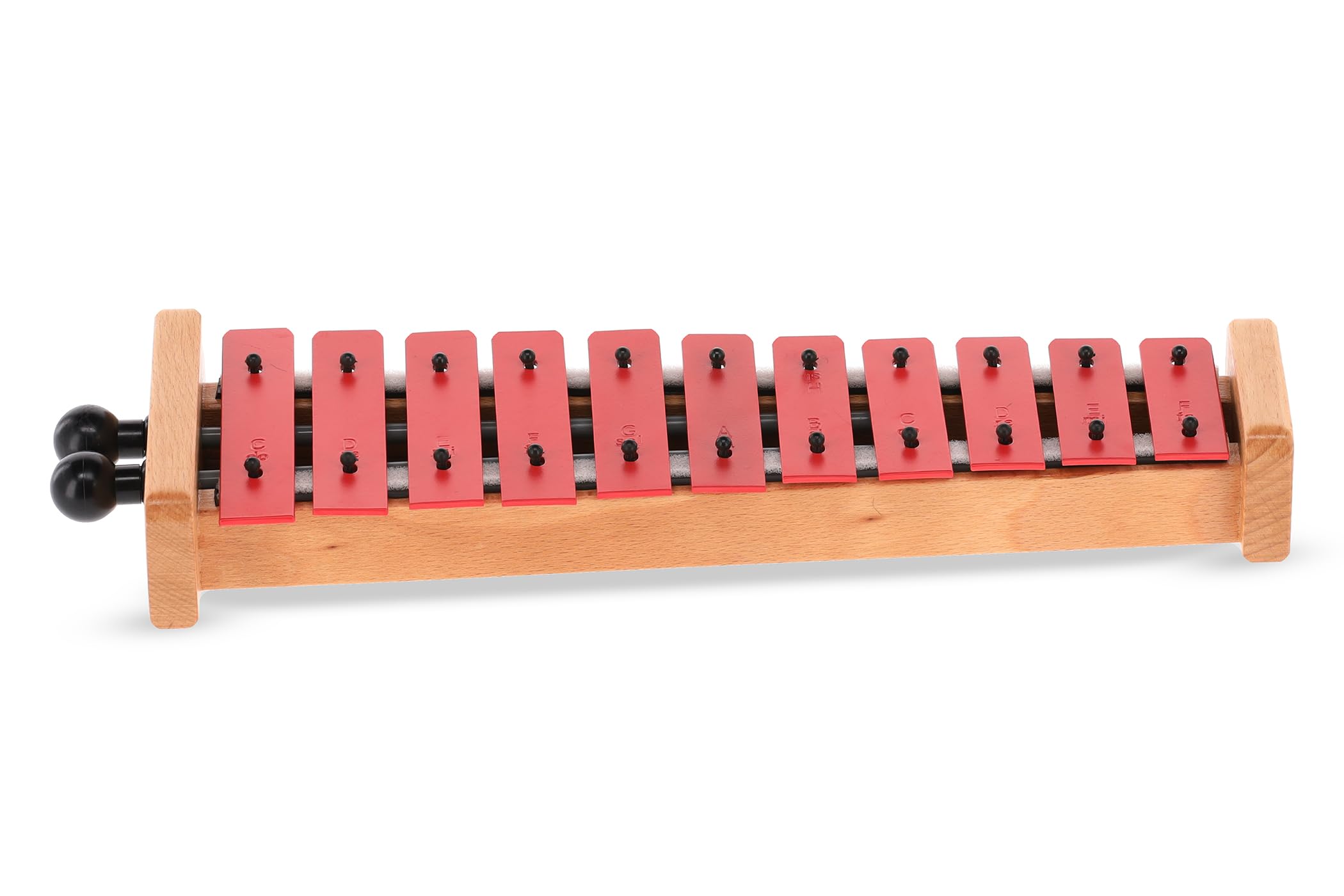 GEWA, Glockenspiel/Carillon G11, G11R Piastre rosse, Estensione C''-F''', Con borsa e porta-battenti, Con due battenti in legno, Lega d'acciaio speciale