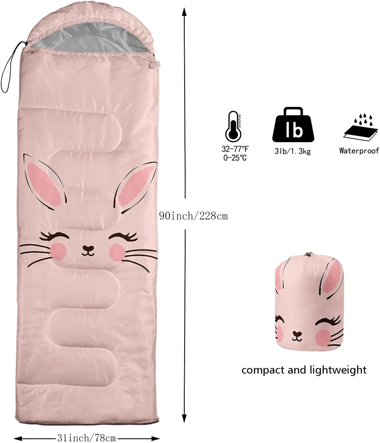 QOOMO Camping Sleeping Bags,3 Season Warm & Cool Weather,Lightweight,Waterproof Sleeping Bags for Adults & Kids,Traveling,and Outdoors,Camping Gear Equipment