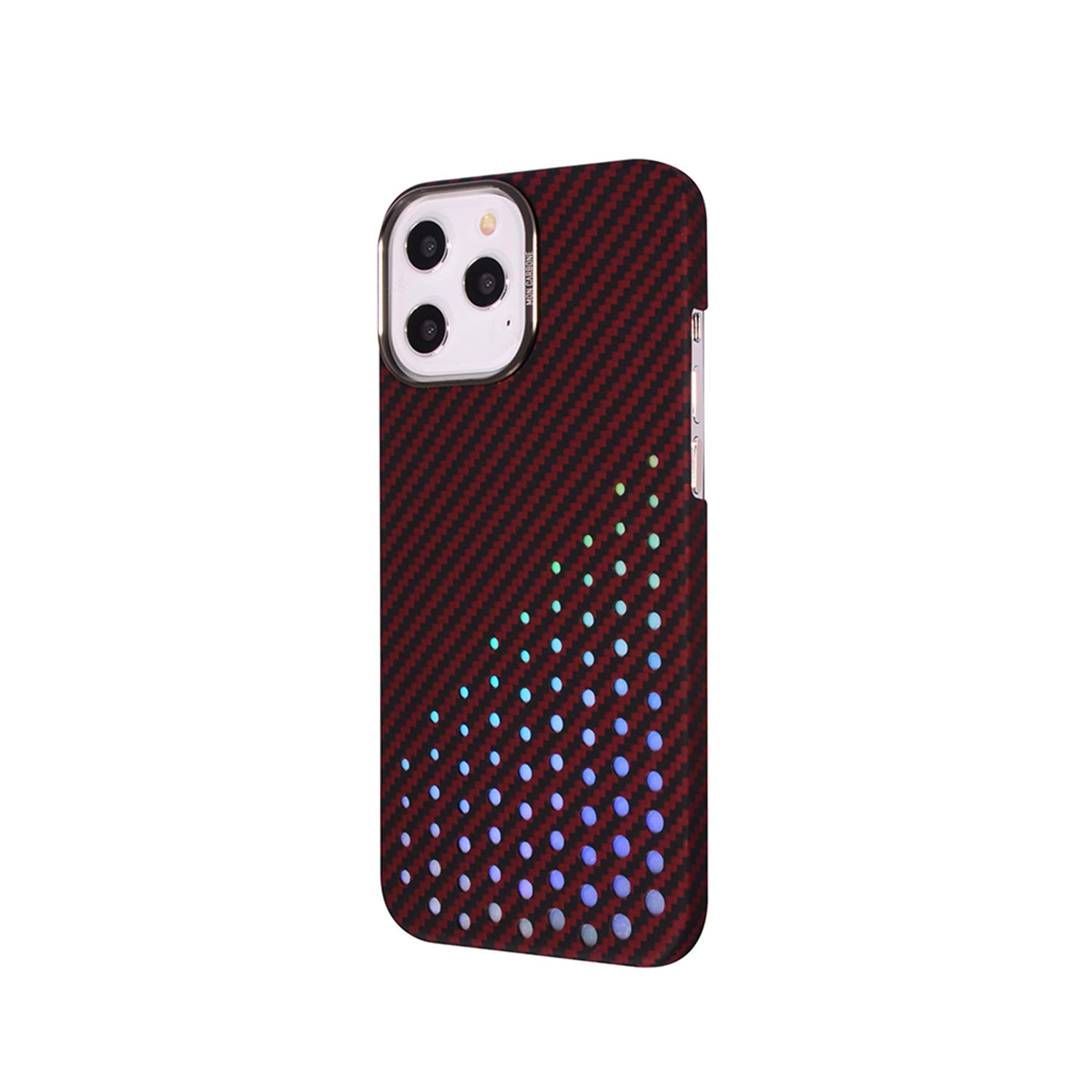 monCarbone carbon fiber scenario MON Designed for iPhone 12 Mini Case 5.4" HOVERSTAR Military Ballistic Slim Phone Cover Changeable Laser Insert - Matte Red