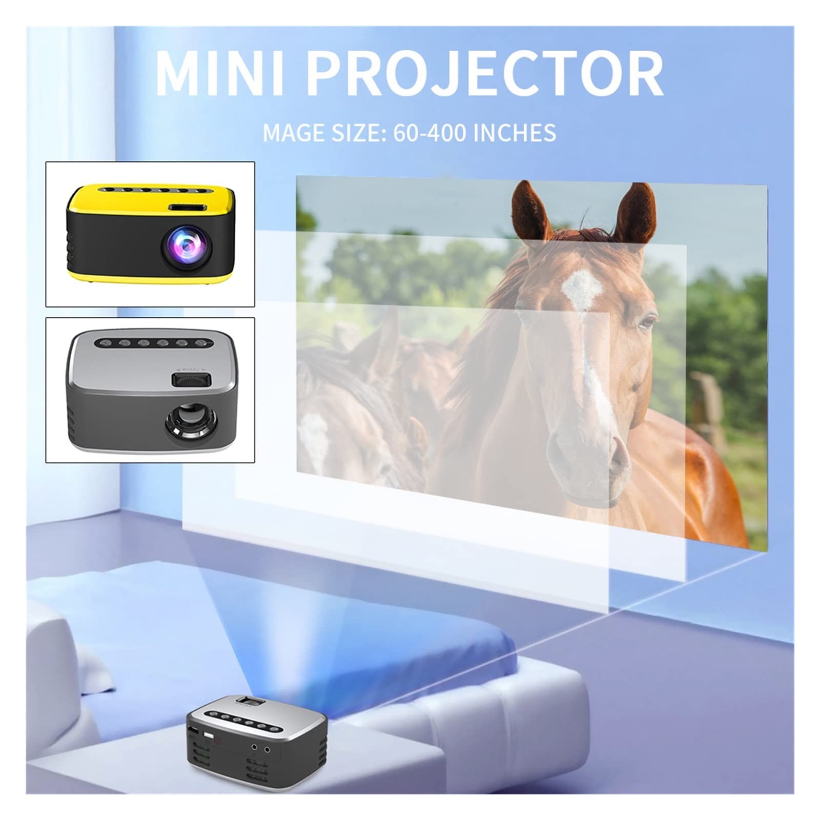 Proyectores Mini proyector 1080P HD LED Home Media Video Player Portable Home Entertainment Projection Ser Aplicable Play Video, TV Series, Sports Livestreaming, Games Etc. Proyectores de iluminación