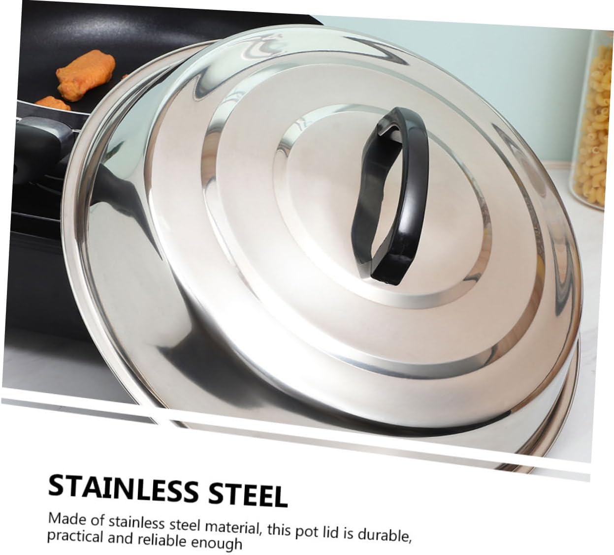 Zerodeko 2pcs Stainless Steel Pot Lid Deep Frying Pan Covers Multi-function Cookware Accessory for Soup Pots and Pans