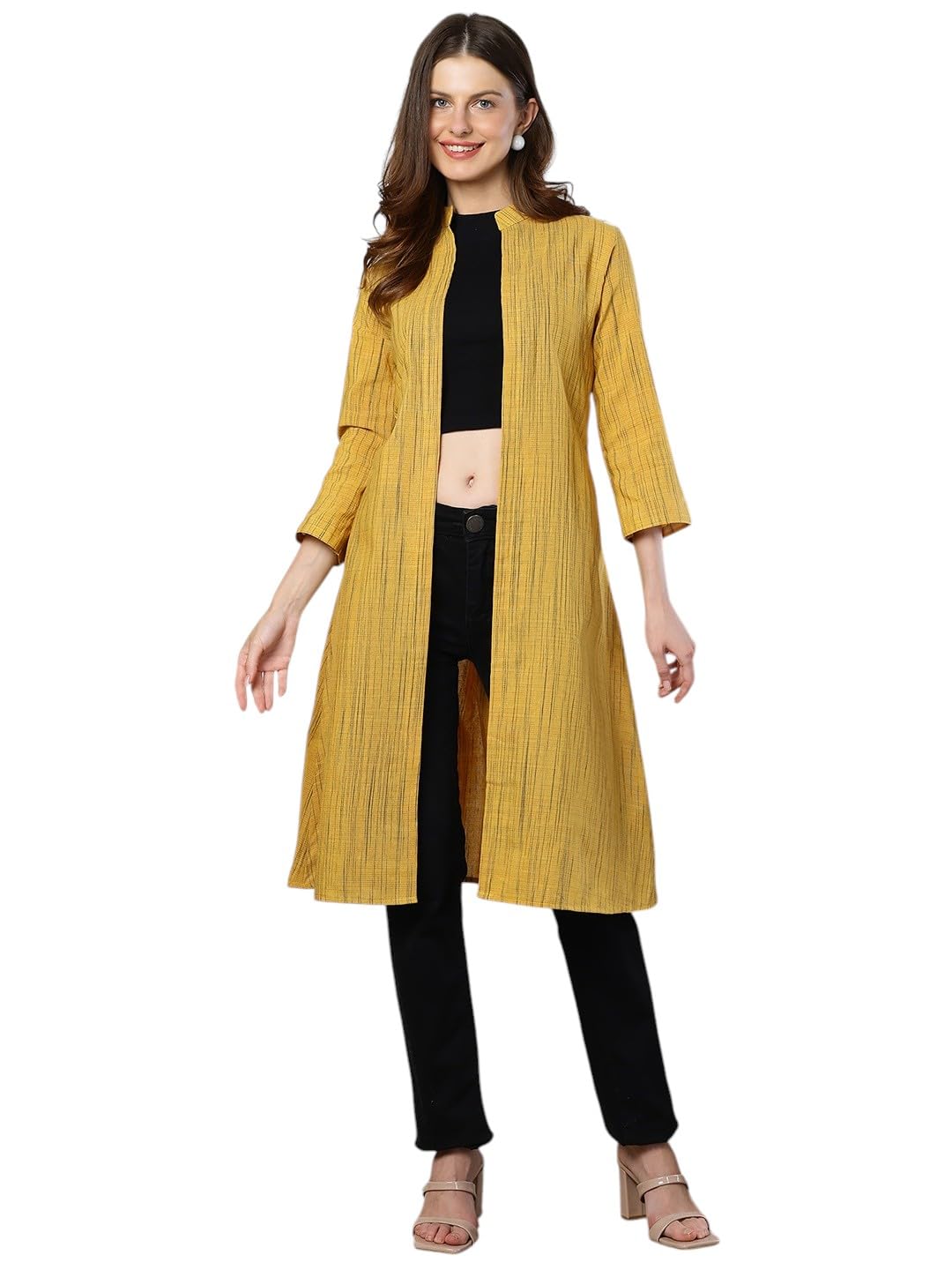 enchanted drapes Mustard Printed Women's Cotton Plus Size Shrugs-picture-20
