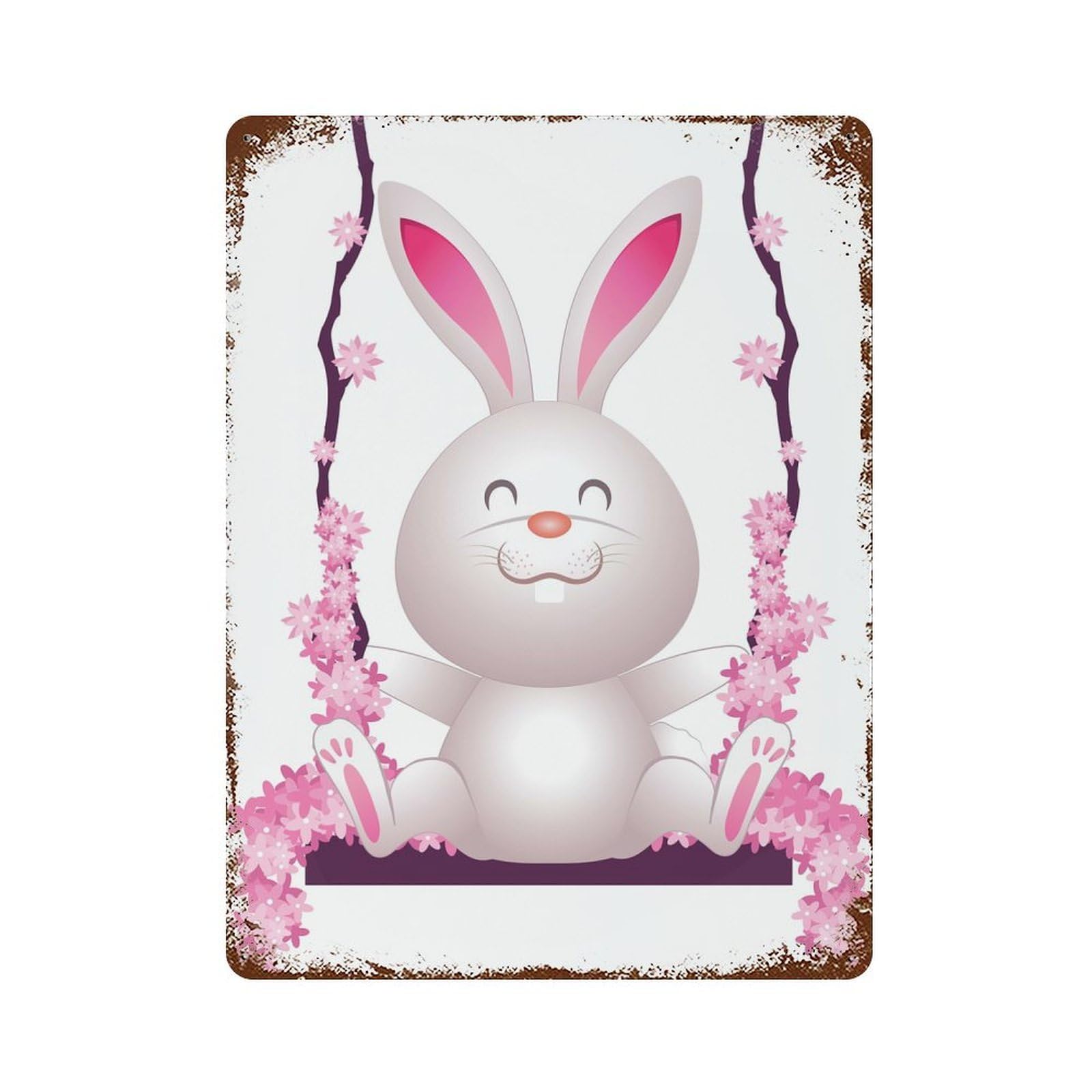 Cute Rabbit Decorative Tin Sign 15.7"x11.8", Shabby Chic Decor for Garage, Pub Or Kitchen