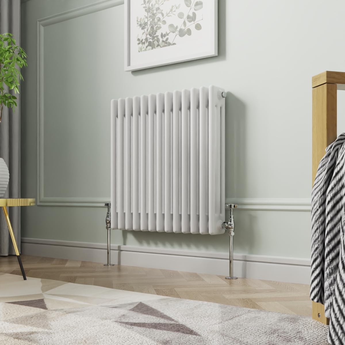 NRG 600 x 605 mm Gloss White Horizontal Cast Iron Radiator Triple Panel