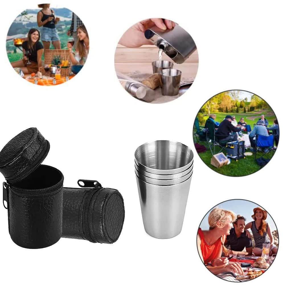 Bicchierini Shot In Acciaio Inox - Set Da 8, 30 Ml, Impilabili, Con Borsetta - Foto 3