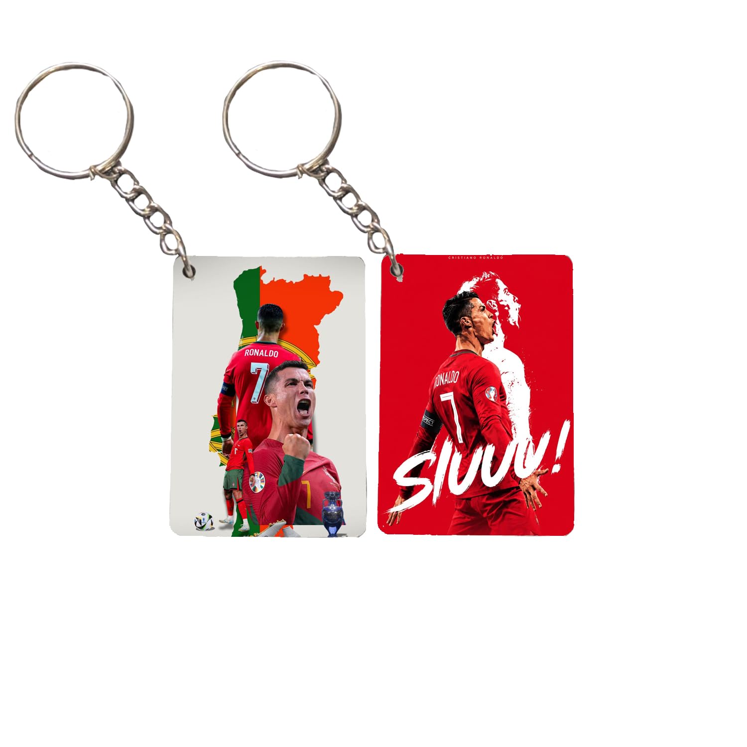 Cristiano Ronaldo No. 7 Wooden MDF Keychain, Multicolour, Smooth Gloss Finish, 6.5x4.4 cm, SIUUU Design, 2 Pieces-image-40
