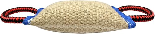Miniatura 7 de PET ARTIST Almohada de yute resistente para perros de 9.5 x 6.5 pulgadas, con 3 asas, remolcador de yute duradero para entrenamiento de cachorros,