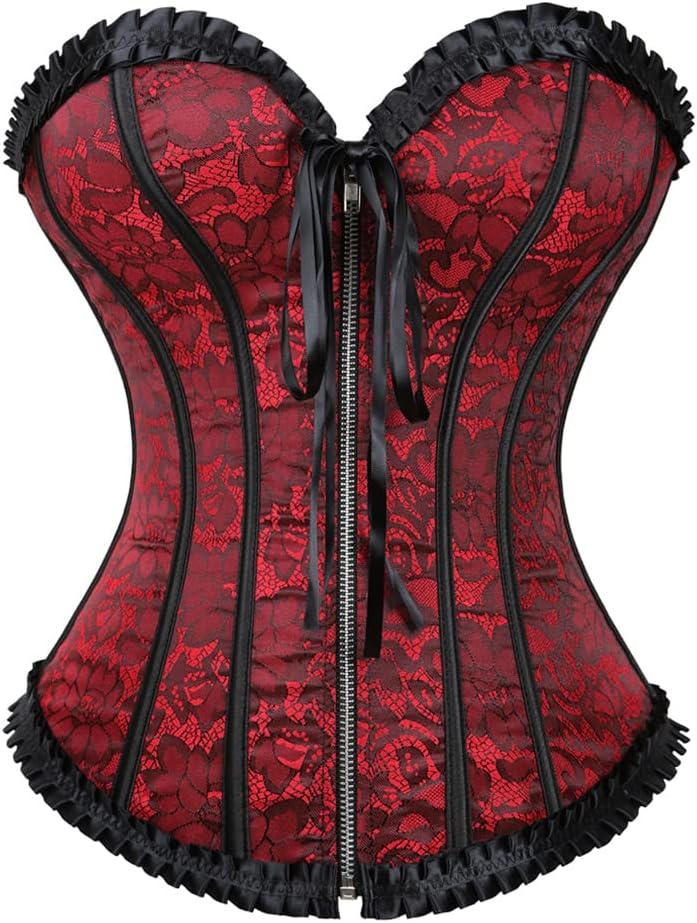 Grebrafan Womens Corsets Zip Renaissance Corset Bustier Top