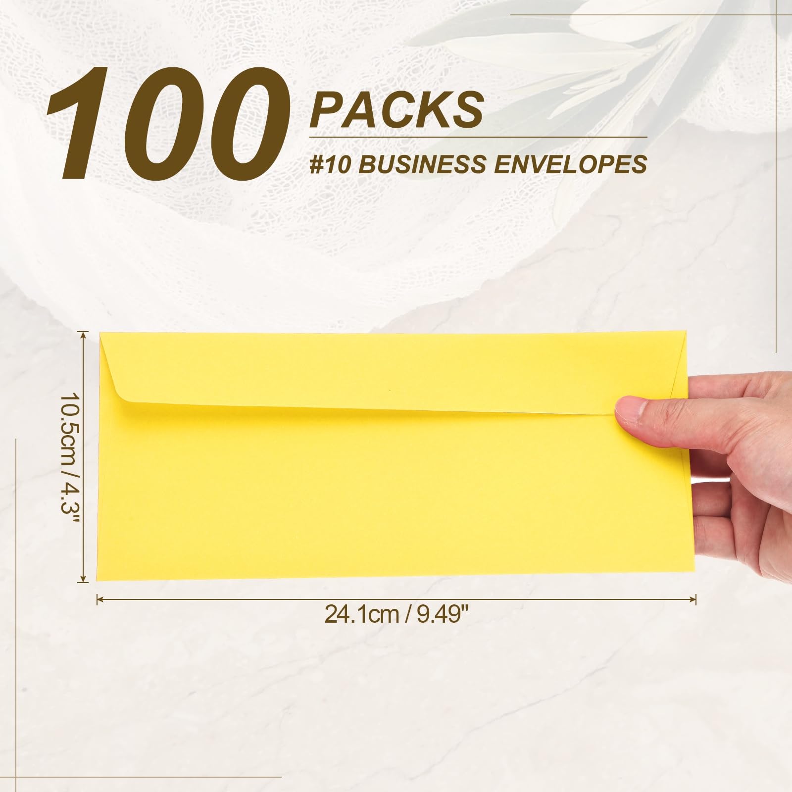 PATIKIL 100 Pack Lemon Yellow #10 Business Envelopes - Image 2
