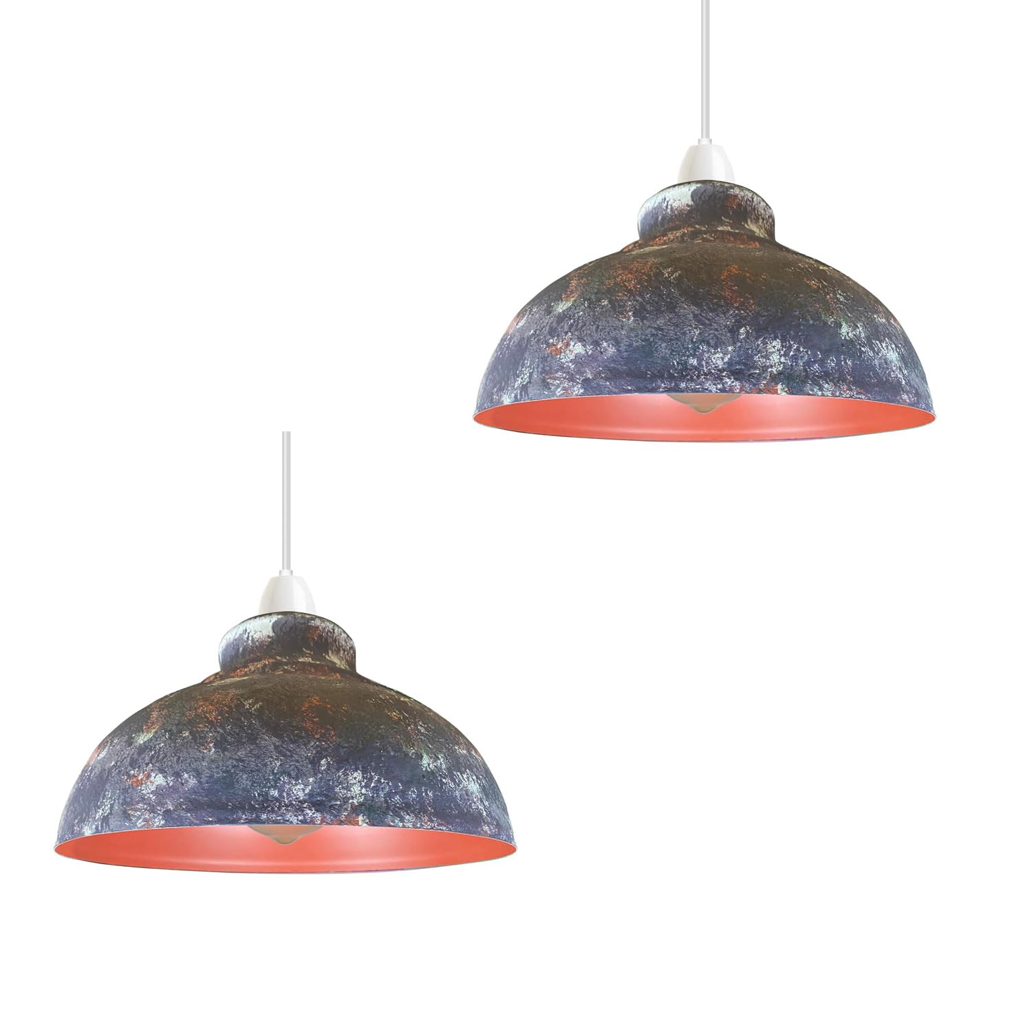 LEDSone 2 Pack Retro Ceiling Light Easy Fit-Pendant Metal-29cm Curvy lampshade-Modern Industrial Vintage Look Lamp Shade for Living Room (Army Cama - 2 Pack) โ image 1